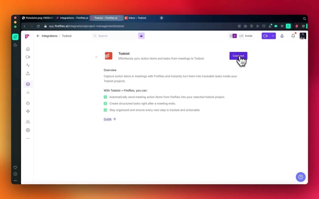 Connect your Todoist account with Fireflies