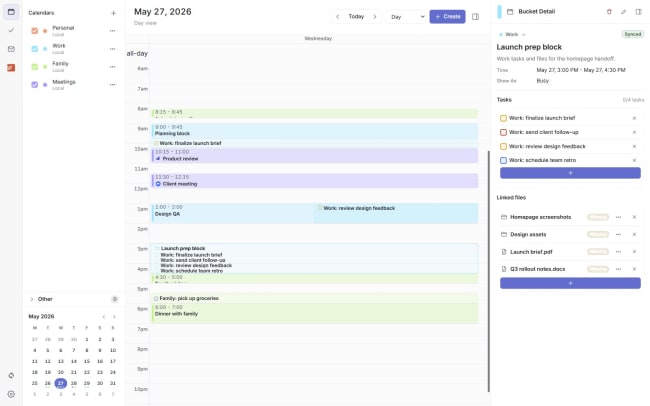 Use buckets to create time blocks with multiple tasks.