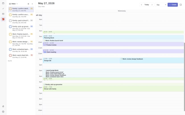 Drag and drop Todoist tasks onto any calendar.