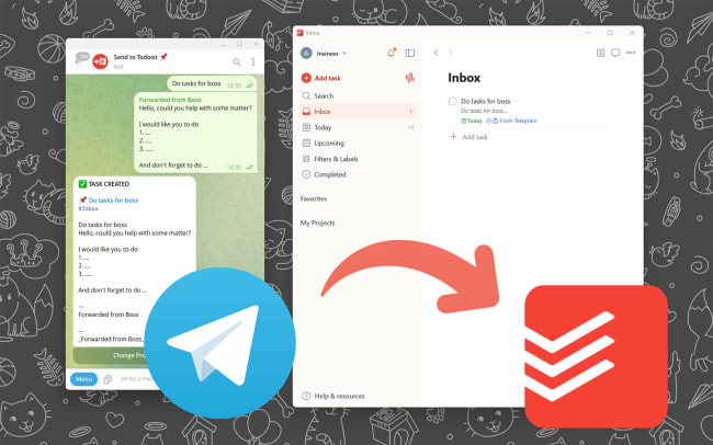 Instantly turn your Telegram messages into Todoist tasks