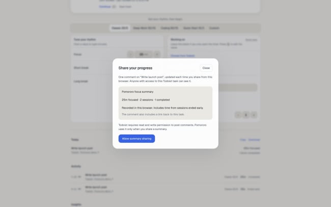 Share your progress in Todoist