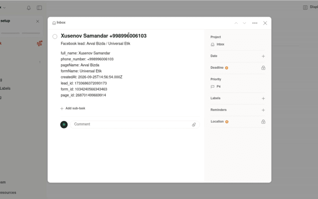 Turn every Facebook and Instagram lead into a Todoist task