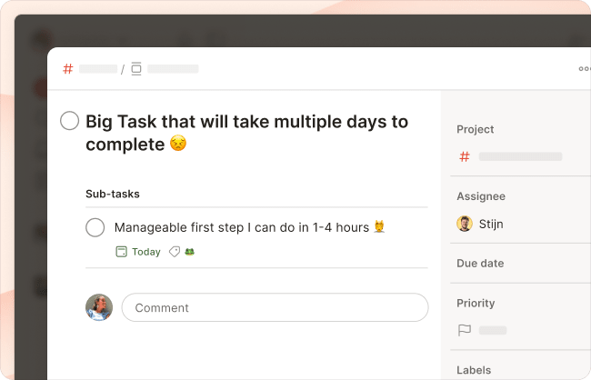 A task that takes multiple days broken down in a manageable sub-tasks in Todoist