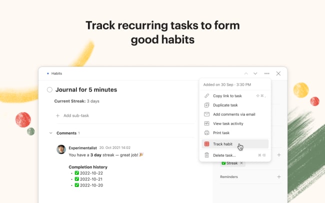 Habit Tracker task view