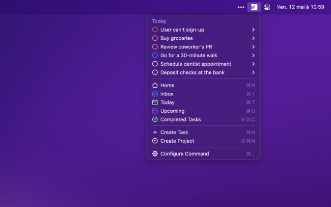 Raycast menu bar command