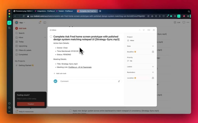 Automatically captures action items from your meetings