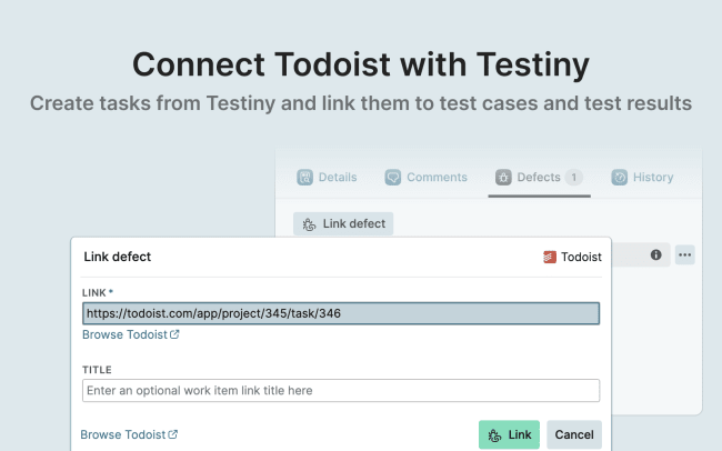 Connect Todoist with Testiny