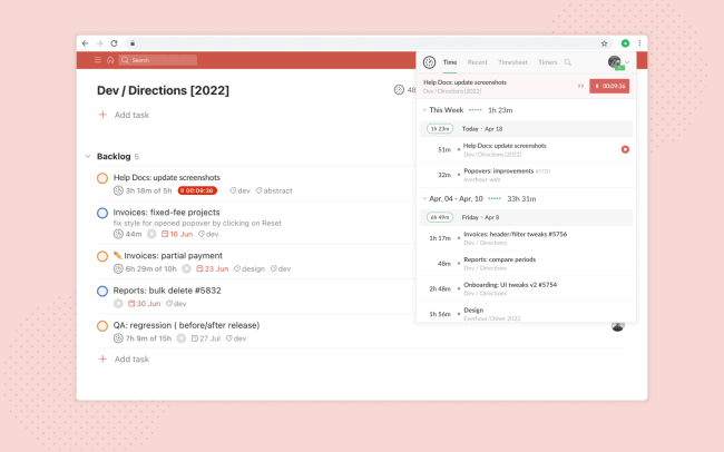 Everhour Dashboard in Todoist