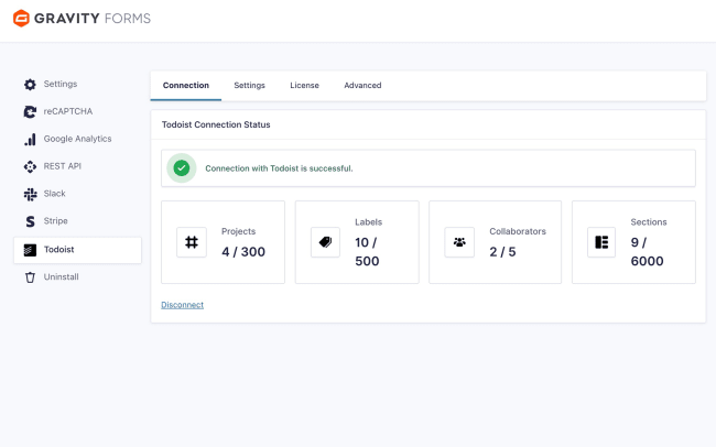 Todoist Connection Status