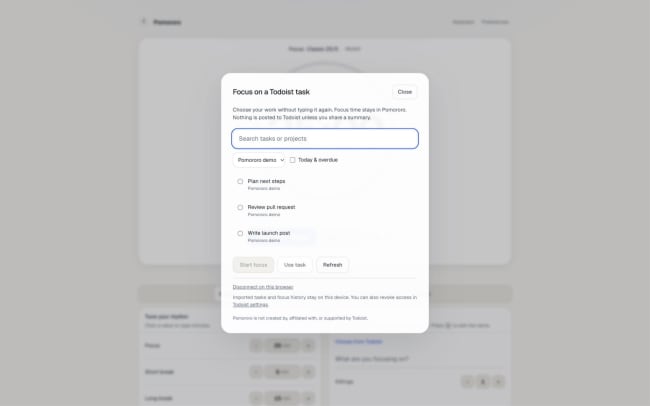 Focus on a Todoist task