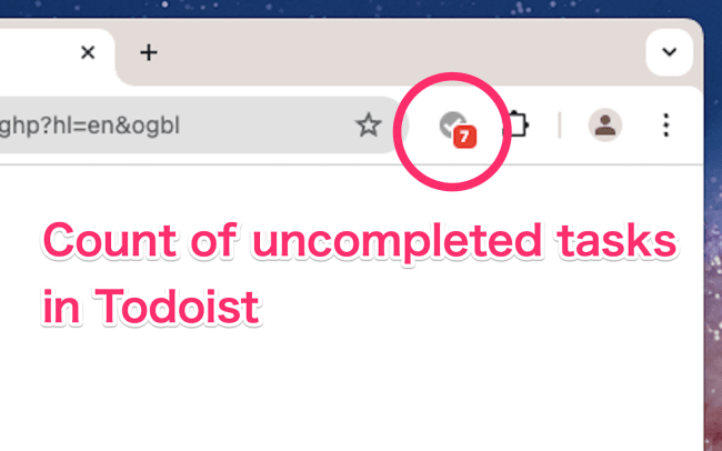 Display the number of uncompleted tasks in your Google Chrome toolbar