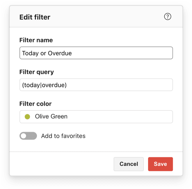 The query for a Today or Overdue filter