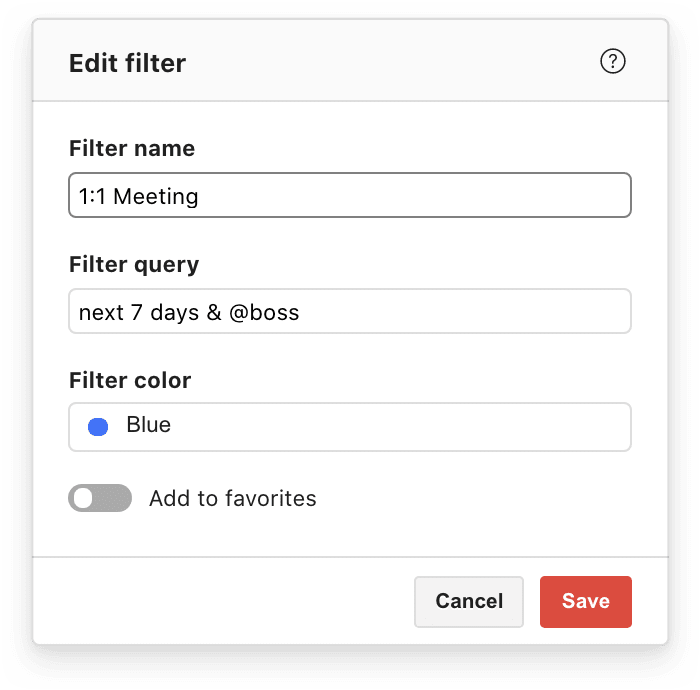 A filter query for 1:1 Meetings