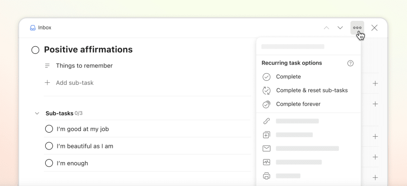Reset sub-tasks