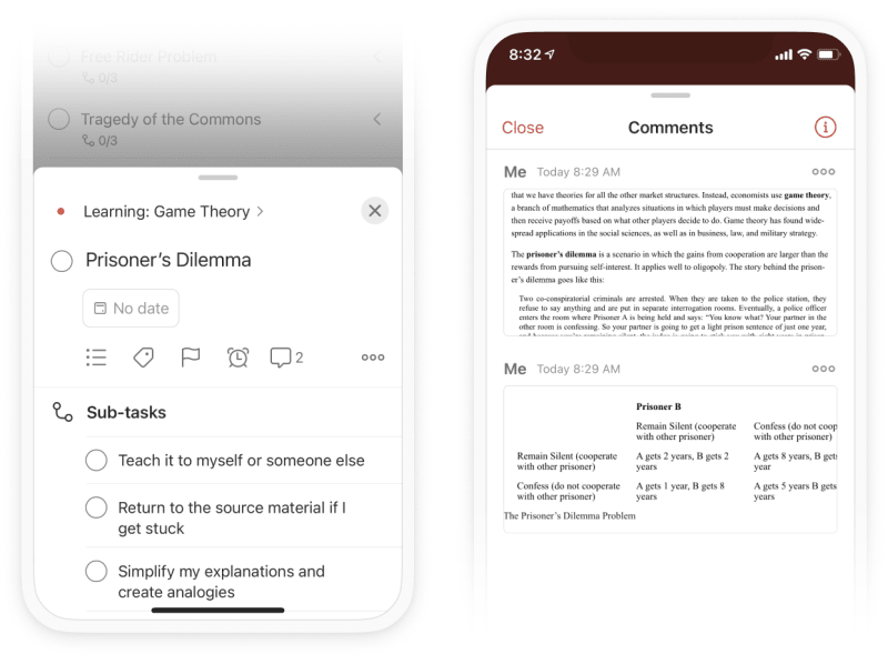 Add notes and references to your <a href="https://www.todoist.com/help/articles/introduction-to-comments-and-file-uploads-CwiA50">task comments</a>