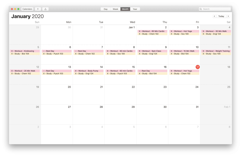 Track your streaks on the Mac calendar