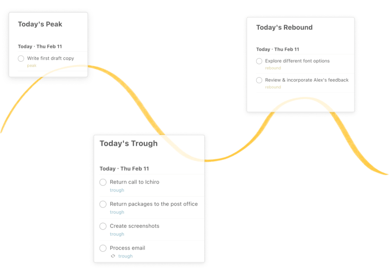Click on the filter view to match your energy level.