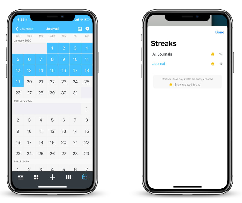 Stick to daily journalling with Day One streaks