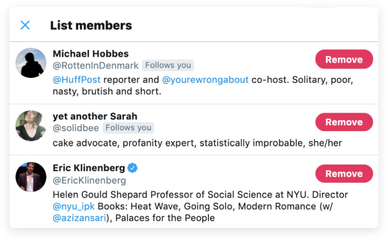 Lists on Twitter can help you focus on a certain subject area.