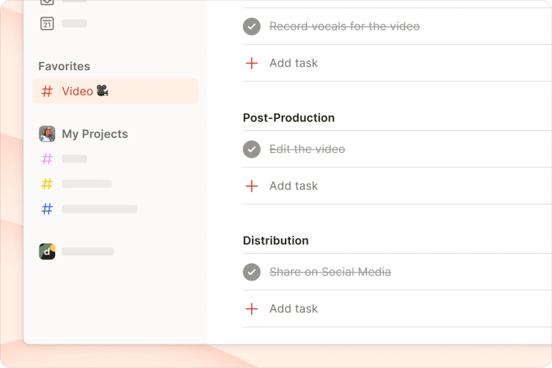 Completed tasks in Todoist