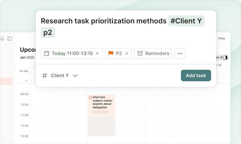 Setting task name, project and priority