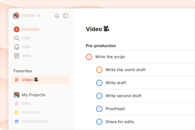 Prioritized tasks in a Todoist project