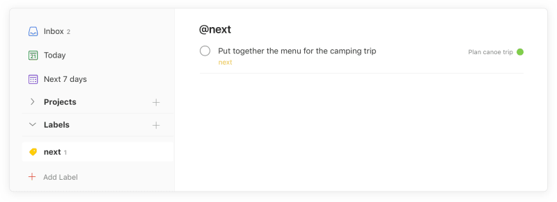 Voir toutes vos tâches étiquetées @suivant