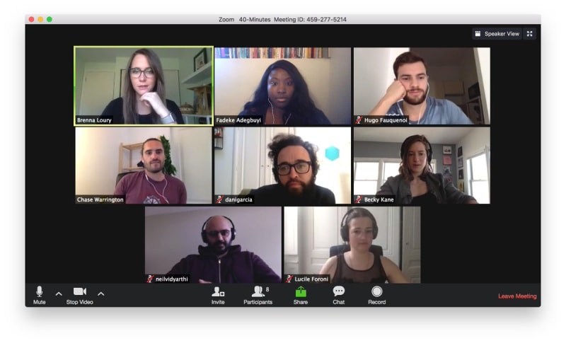 A monthly marketing team meeting via Zoom.