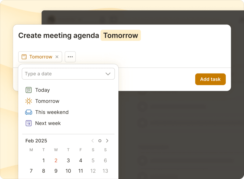 Or use the date selector to set the due date