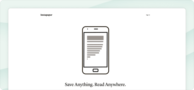 Instapaper homepage