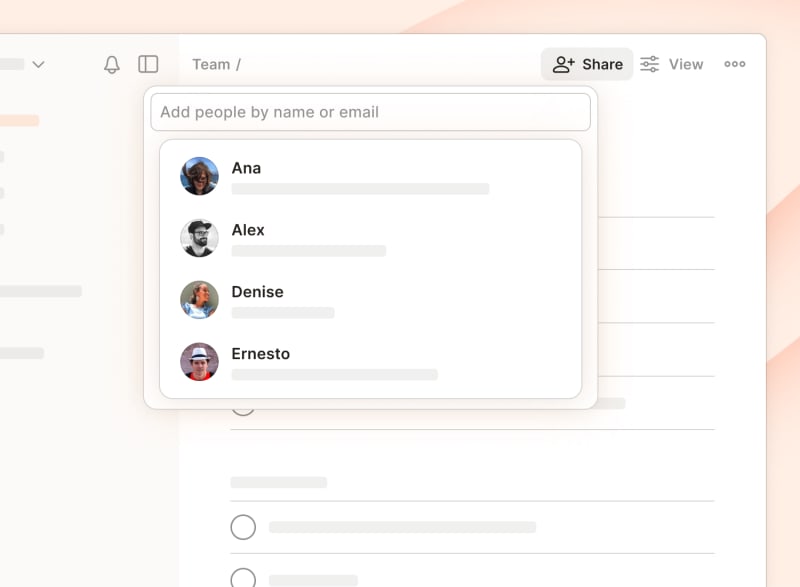 Share project with a team