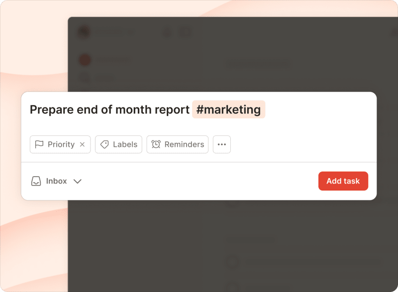 Adding projects to the task field in Todoist