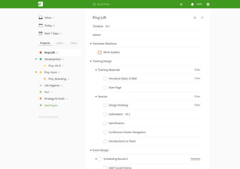 Jonathan keeps the number of Todoist projects small to keep his system as simple as possible.