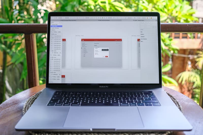 Ben Breckler's laptop in Dojo Coliving Space, in Canggu, Bali