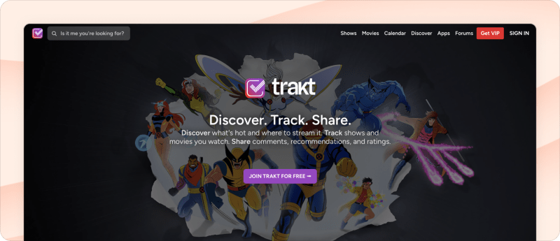Trakt.tv homepage