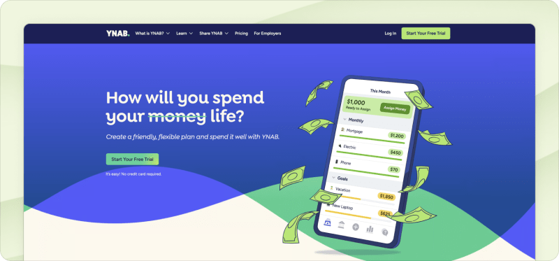 YNAB homepage