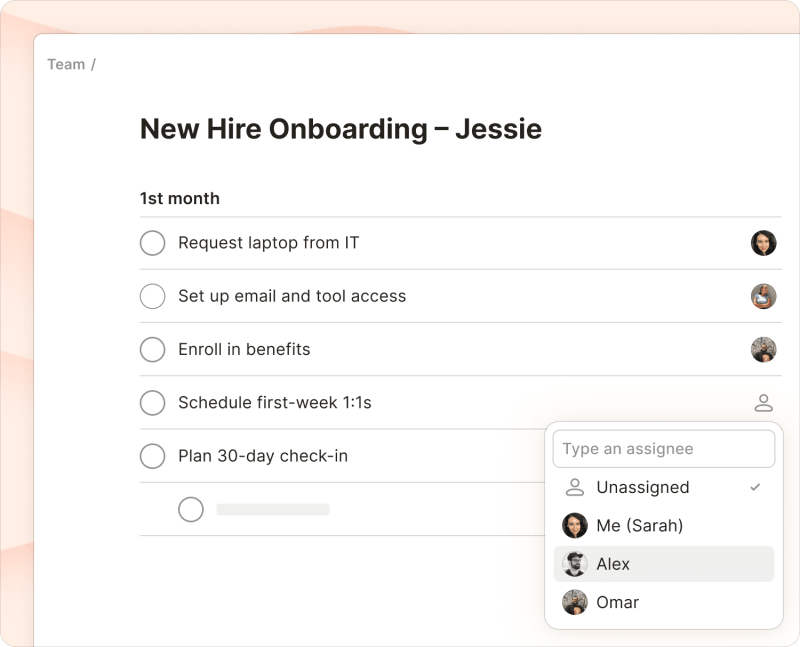 Shared team project in Todoist