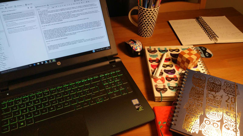 Brazilian country rep Clarissa‘s workspace: “I use Todoist and Google Calendar on a daily basis, but still prefer to have it on paper – I like to write and check things off. I always get more creative with pencil and paper away from the computer.”