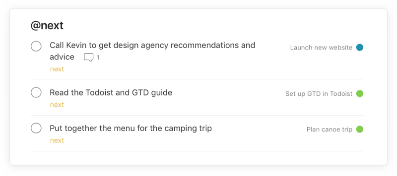 Affichez toutes vos actions suivantes