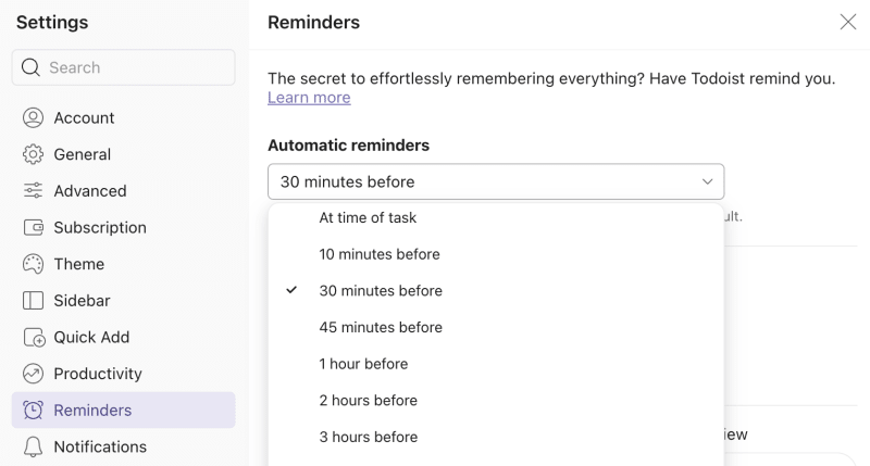 Todoist reminders