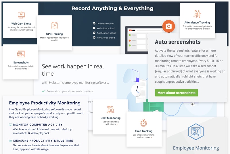 Employee monitoring software gives employers the power to track all their employees' computer activity, take random screenshots of their computer screens, monitor their chat activity, and more.