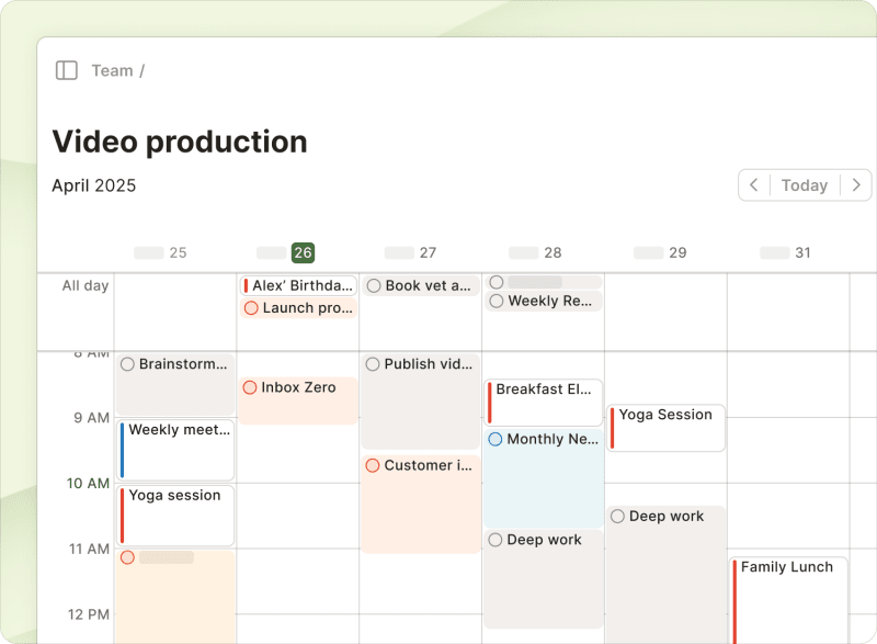 Tasks in calendar layout