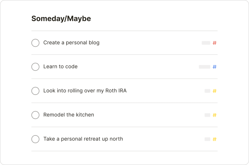 GTD Someday Maybe Project