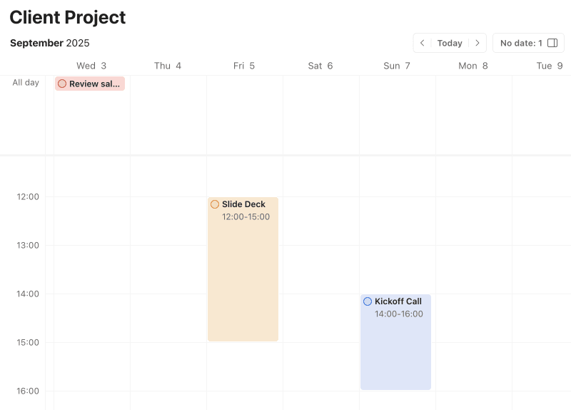 Todoist calendar layout with time blocks