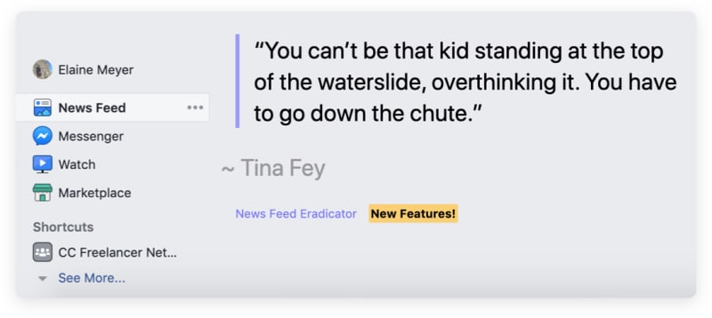The News Feed Eradicator plug-in lets you block your news feed on Facebook