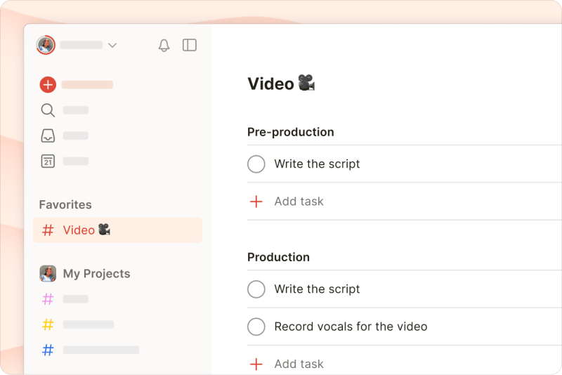 Project sections in Todoist