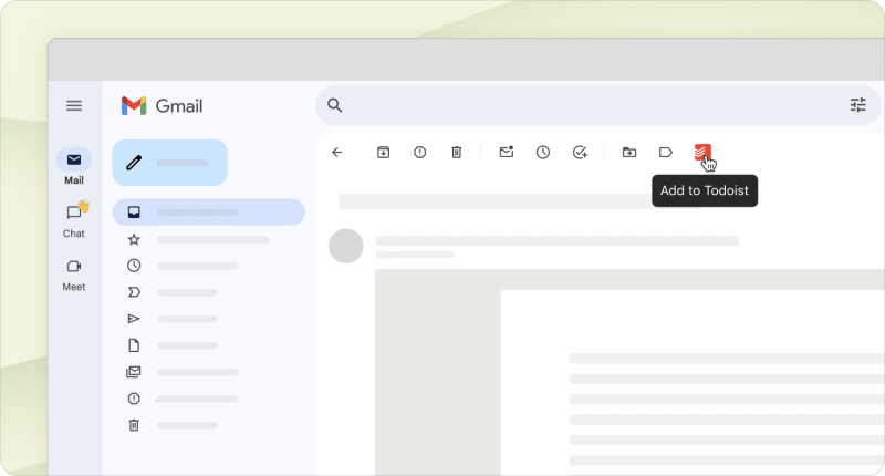 Gmail with Todoist add-on for managing tasks directly from the inbox
