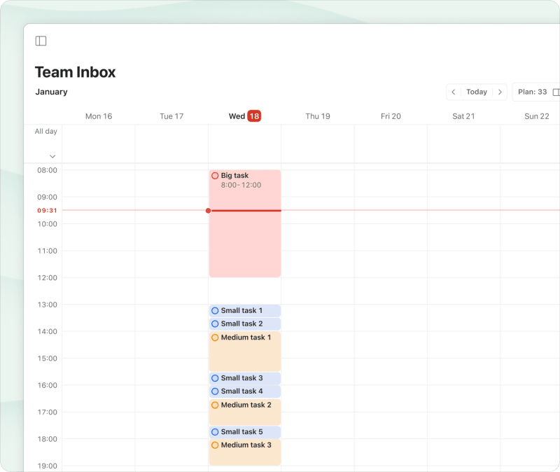 Time blocking for the 1-3-5 method in Todoist