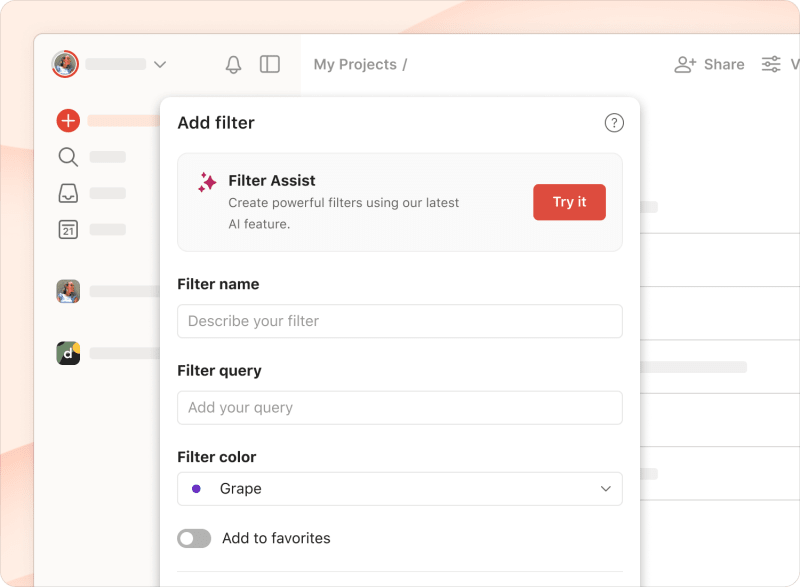 Todoist filter assist