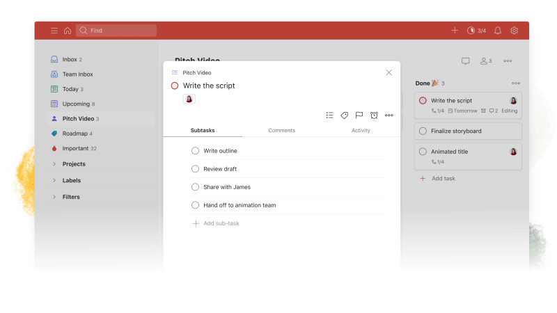 Dive into the details by pressing a task to see task view.